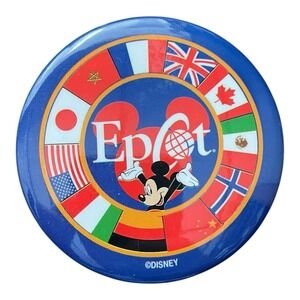 Epcot Passport Mickey with Circle of Flags Button Disney Pin